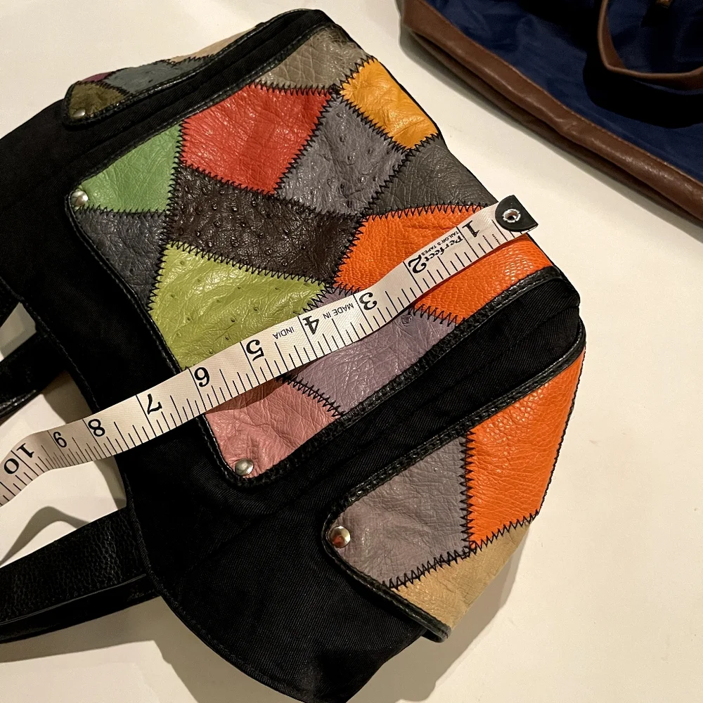 Vintage 80s leather patchwork bag - Picture 8 of 12